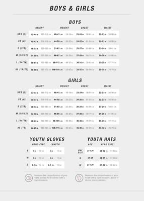 north face girls size chart