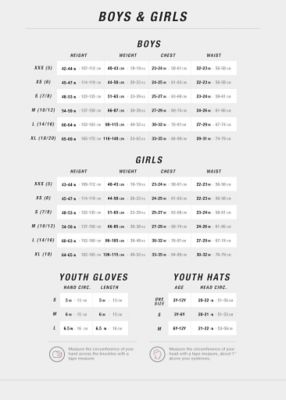 north face girls sizing