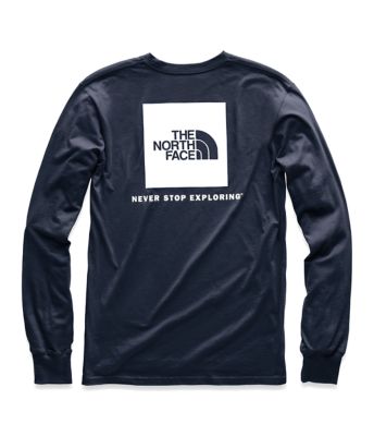 the north face men's red box long sleeve shirt