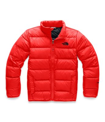 all red north face jacket
