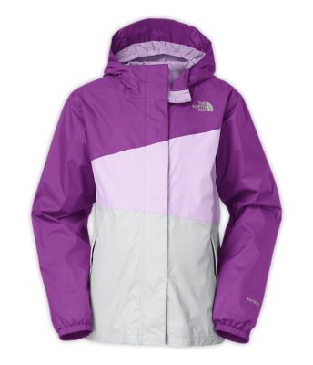 purple north face rain jacket