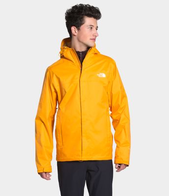 yellow north face rain jacket mens