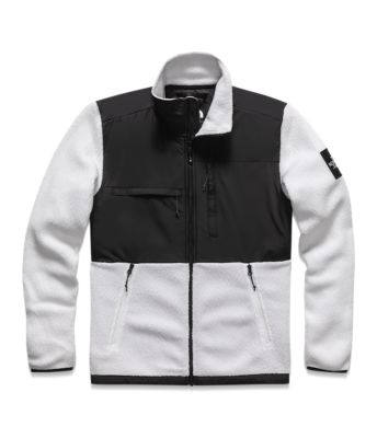 white and gray north face jacket