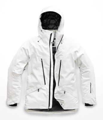 white and grey north face jacket