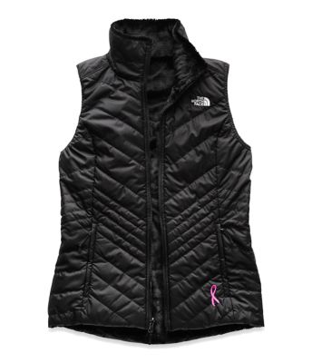 women's pink ribbon mossbud insulated reversible vest