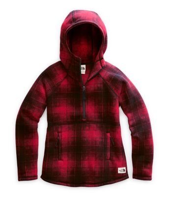 the north face women's crescent hooded fleece pullover plaid