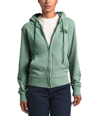 green north face zip up hoodie