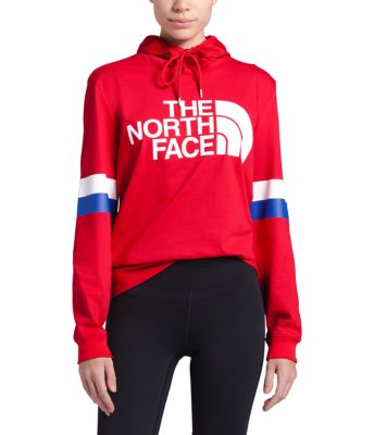 red north face hoodie womens