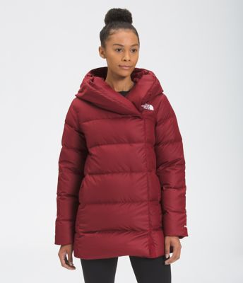 north face red down jacket women's