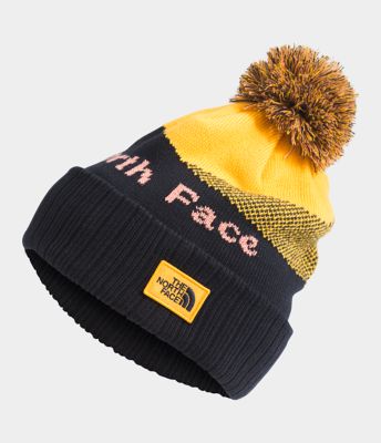 north face hat with pom pom