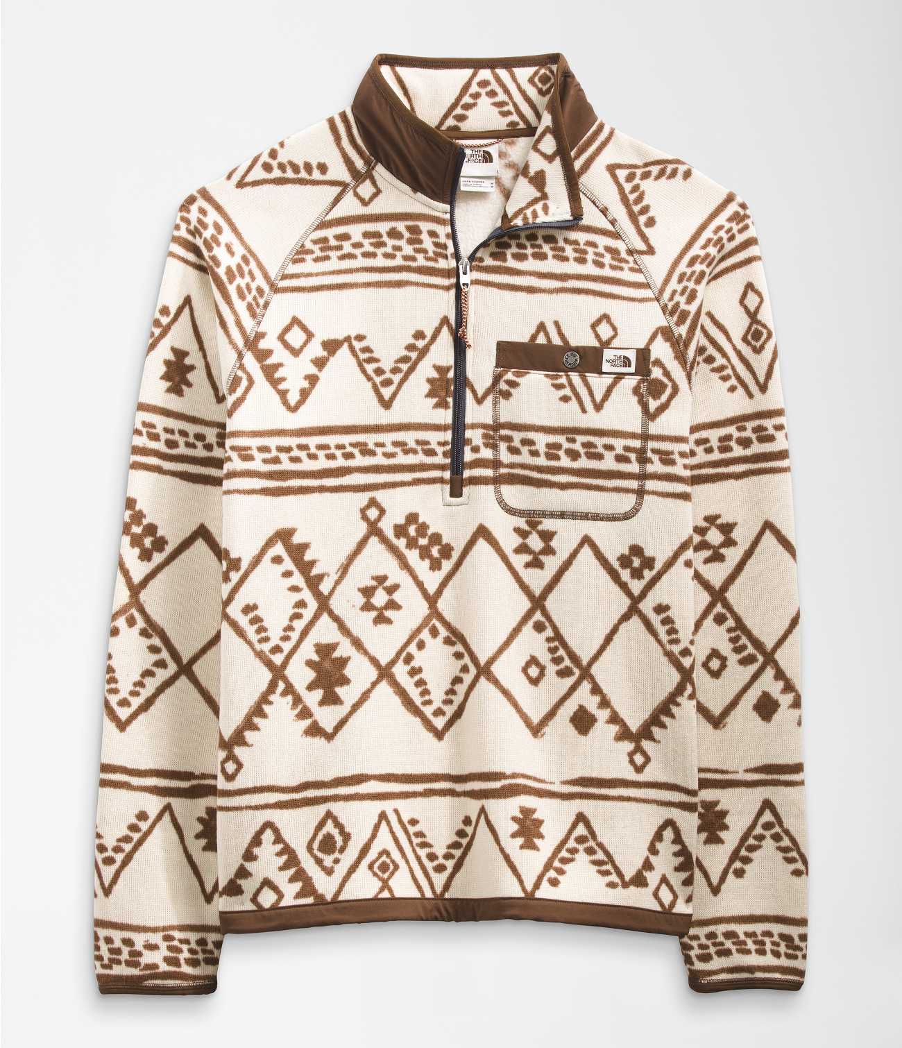 Patterned zip-collar fleece pullover