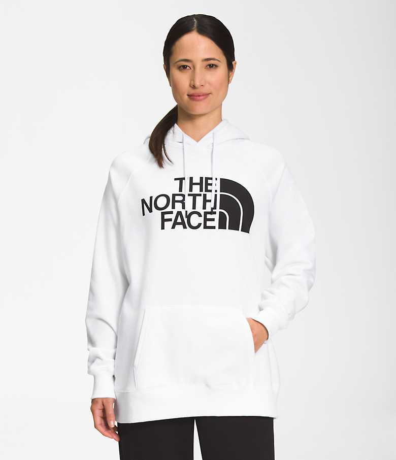 The North Face Hoodie Womens Medium Gray Pink Sweatshirt Pullover Sweater  Logo