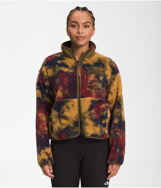 노스페이스 The North Face Women’s Jacquard Extreme Pile Full-Zip Jacket,Antelope Tan Ice Dye Print