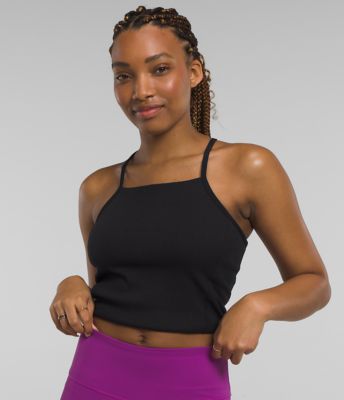 Women Crew Neck Crop Top Sleeveless Ribbed Cropped Sports