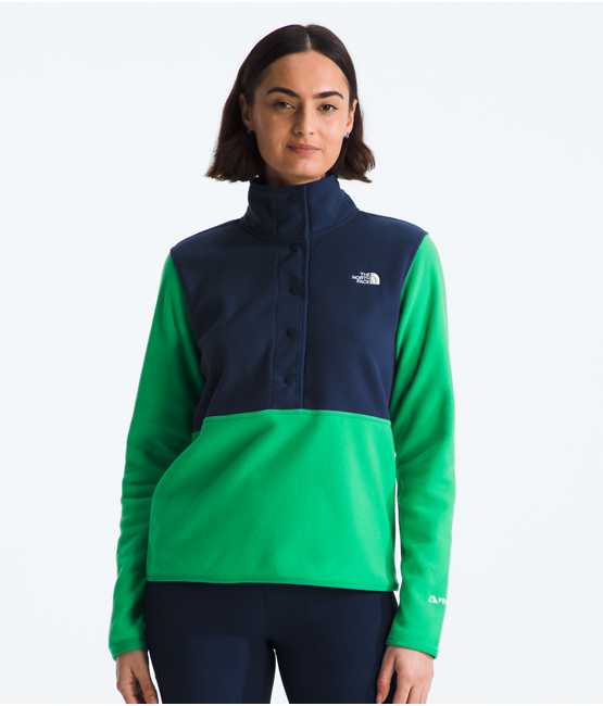 Manteau avec demi-fermeture à glissière avec bouton-pression en Polartec 100 style alpin pour femmes