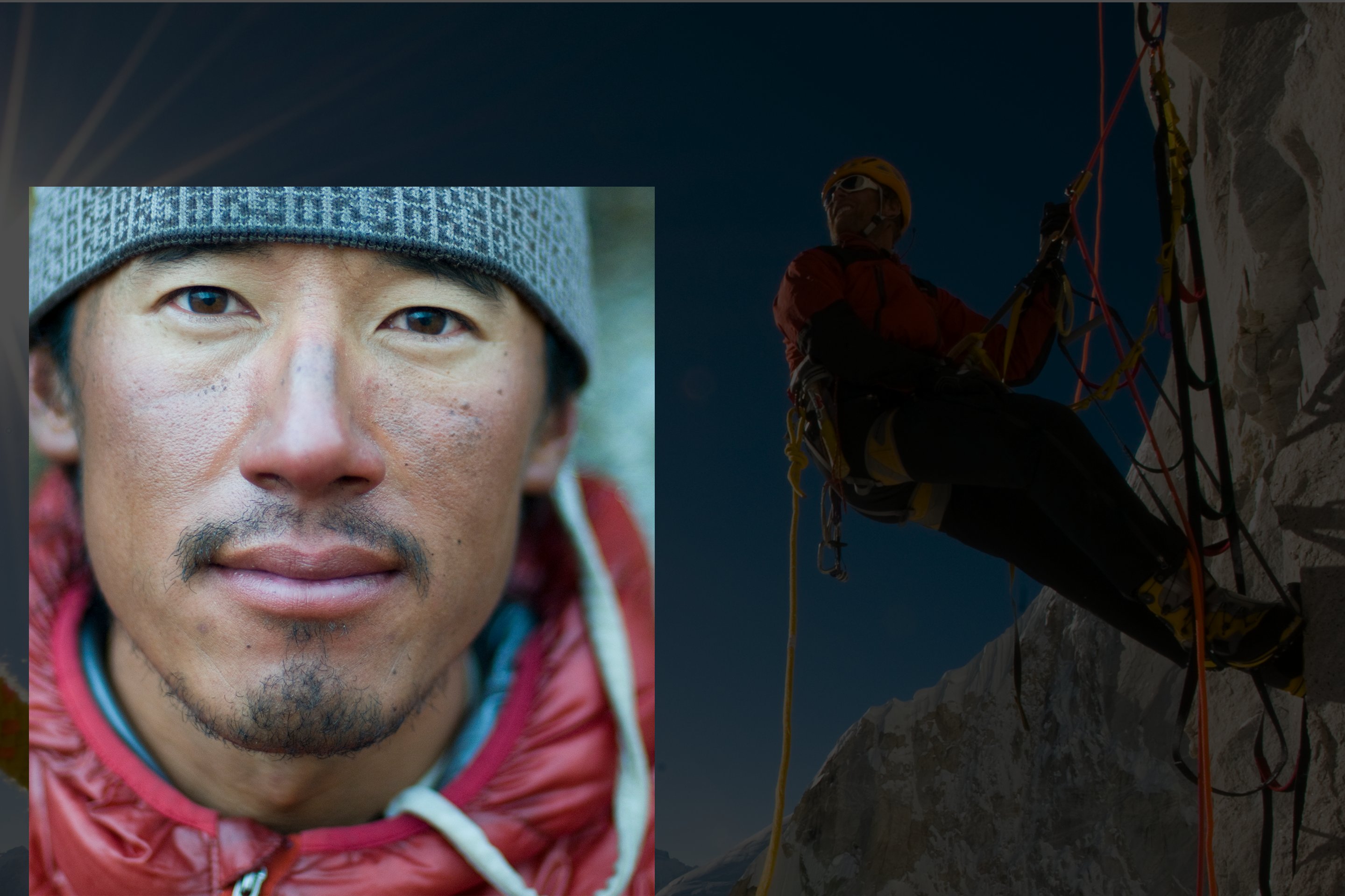 A portrait of Jimmy Chin and Conrad Anker, members of the first team to summit Mount Meru.