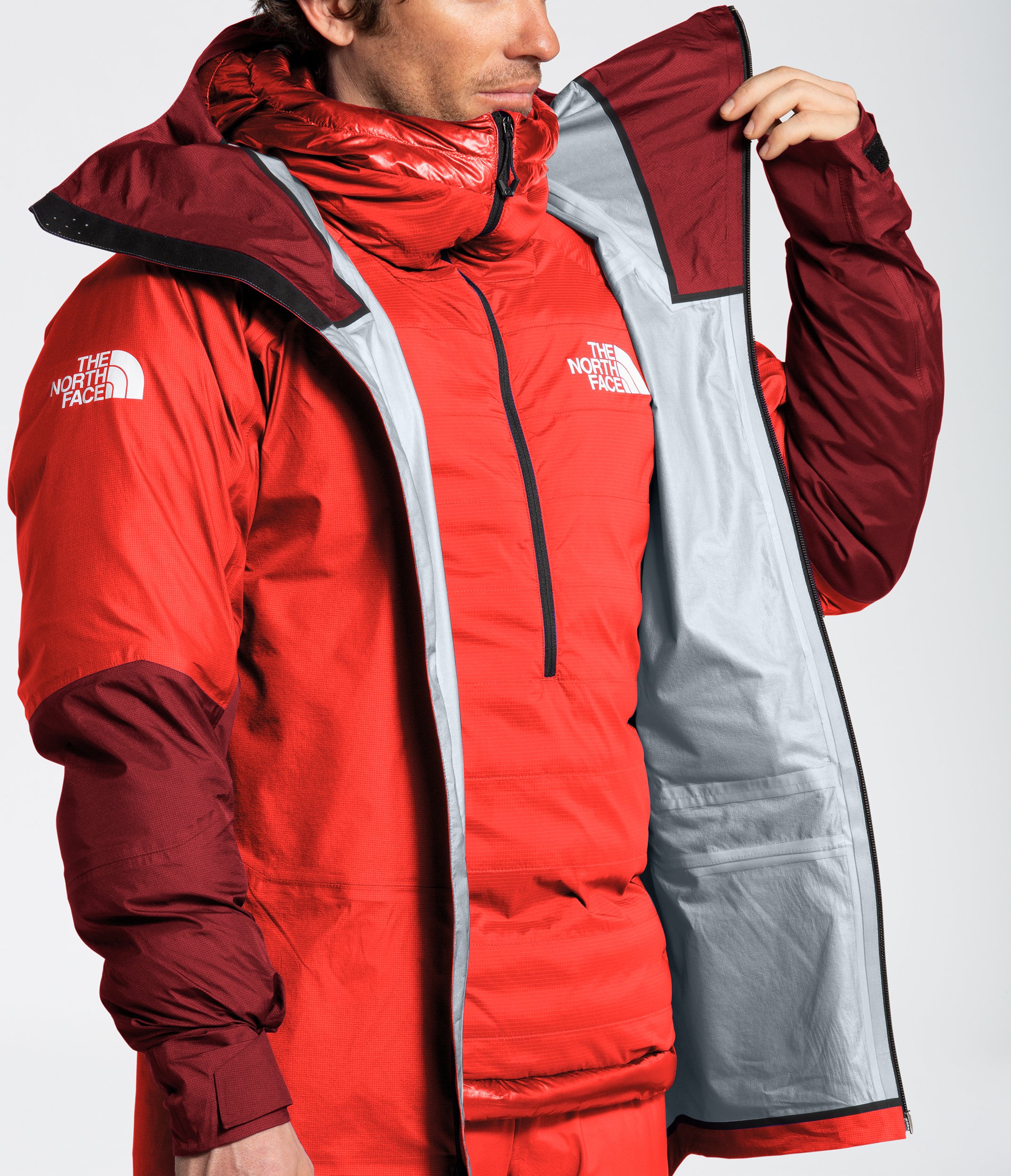 A front-facing upper body image of the Summit Advanced Mountain Kit™ L5 FUTURELIGHT™ Jacket, unzipped.