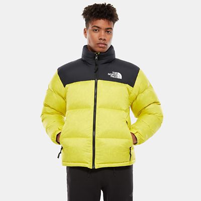 yellow north face puffer jacket