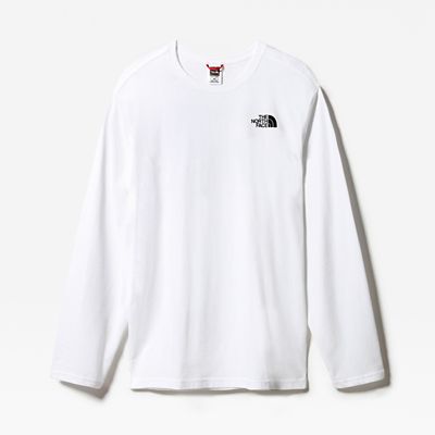 north face men's long sleeve red box tee
