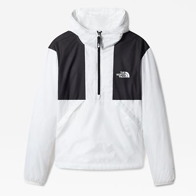 black and white north face coat