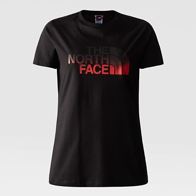 The North Face Easy T-shirt Für Damen Tnf Black-fiery Red Dip Dye Small Print Größe L Damen