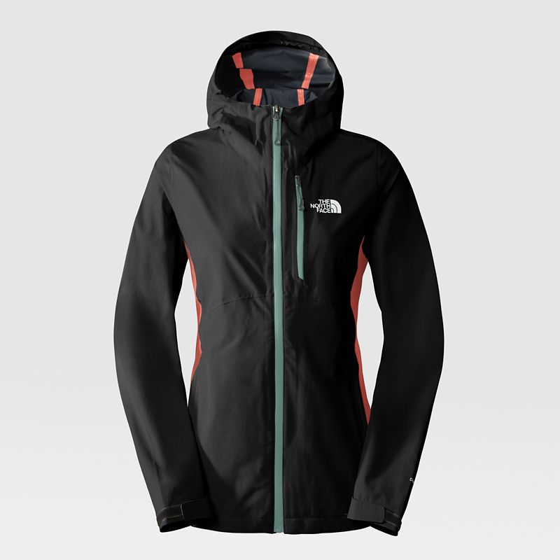 The North Face Women's Mikeno Shell Jacket Tnf Black/coral Sunrise/wasabi
