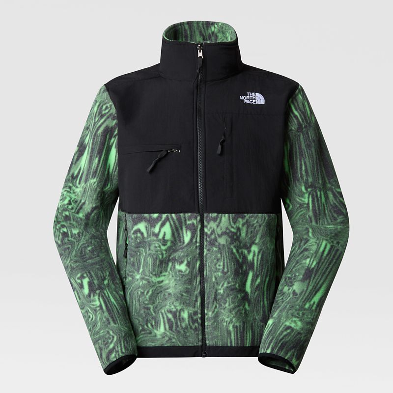 The North Face Men's Denali Jacket Chlorophyll Green Digital Distortion Print-tnf Black