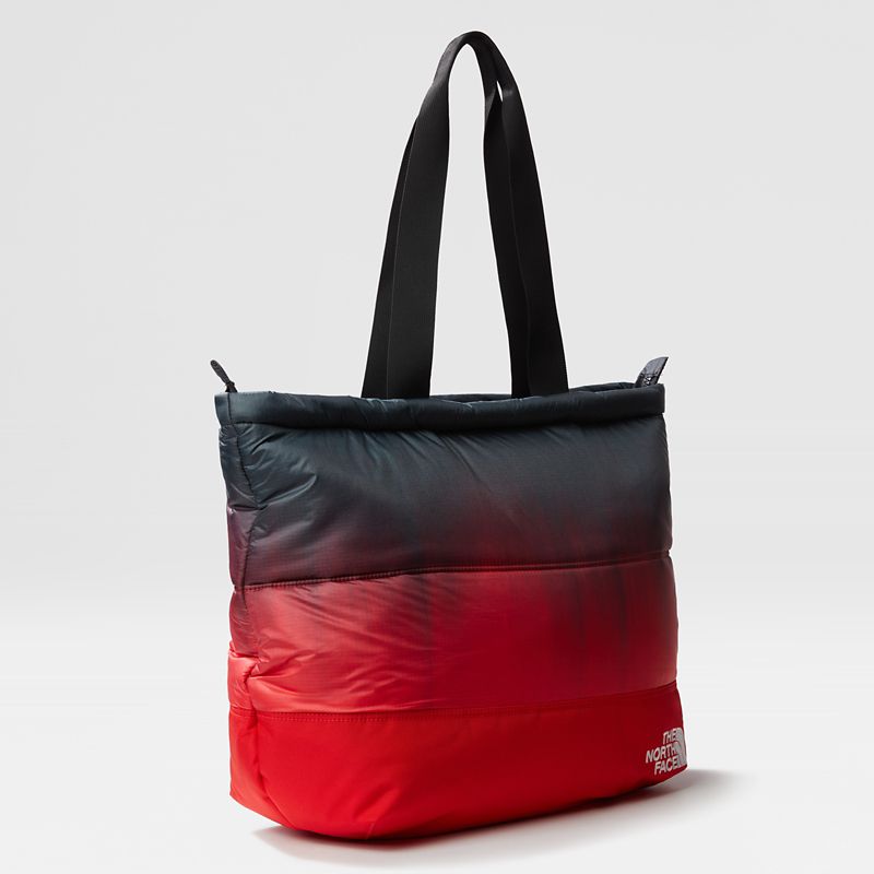 The North Face Nuptse Tote Bag Fiery Red Dip Dye Medium Print-tnf Black One