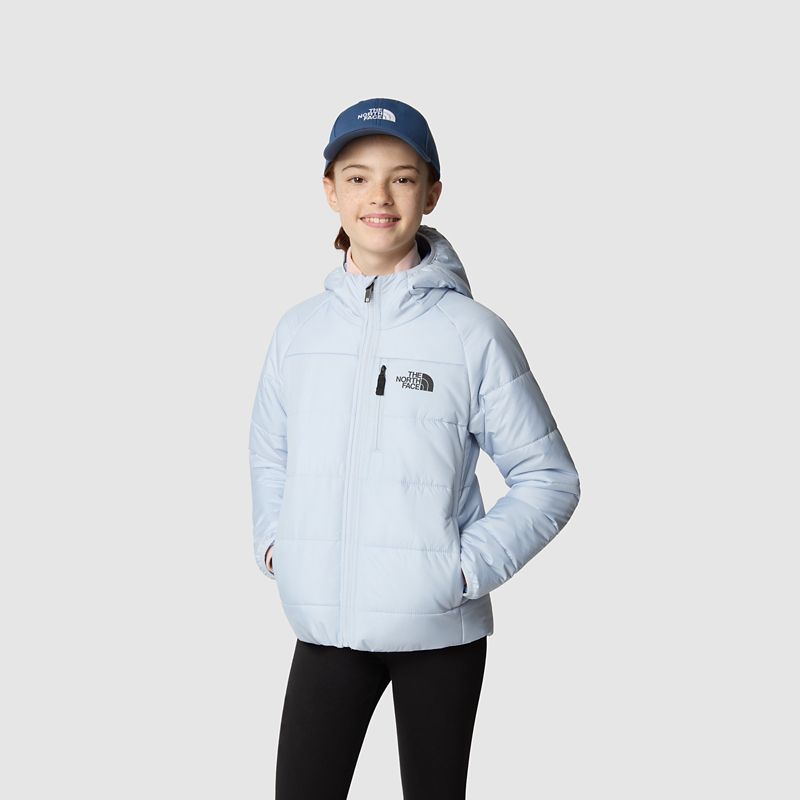 The North Face Girls' Reversible Perrito Jacket Dusty Periwinkle-dusty Periwinkle Logo Geometry Print
