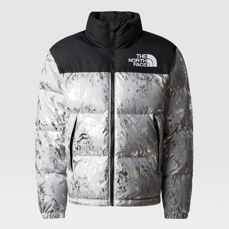 The North Face Teens' 1996 Retro Nuptse Jacket Meld Grey Nature Texture Metallic Print