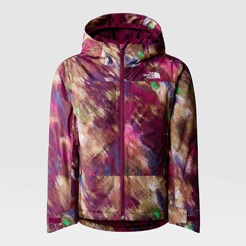 The North Face Girls' Freedom Insulated Jacket Boysenberry Paint Lightening Small Print