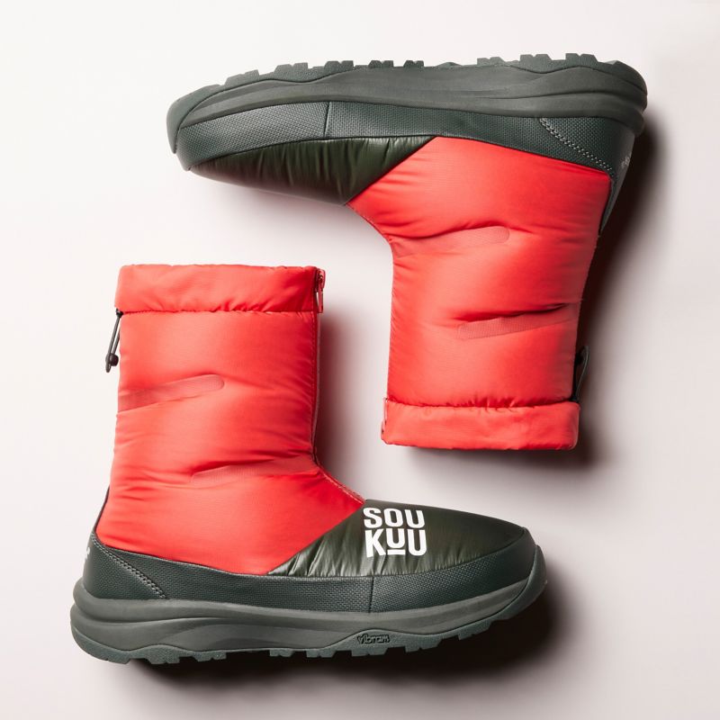 The North Face The North Face X Undercover Soukuu Down Booties Dark Cedar Green-high Risk Red