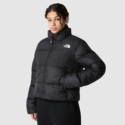 The North Face Saikuru cropped puffer jacket in cream and black