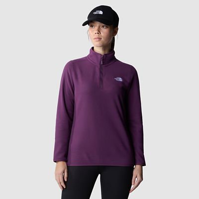 The North Face TKA 100 Purple Print 1/4 Zip Fleece Pullover