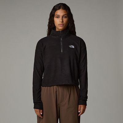 The North Face Women&#39;s 100 Glacier Cropped 1/4 Zip Fleece Tnf Black-npf Size L