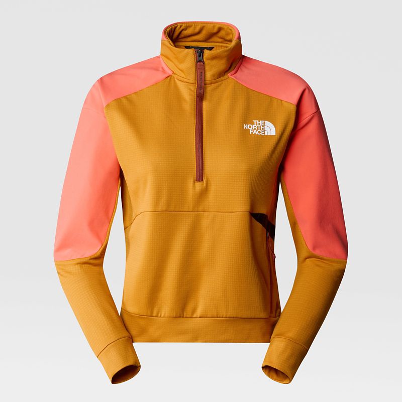 The North Face Women's Kikash 1/4 Zip Jacket Citrine Yellow - Radiant Orange