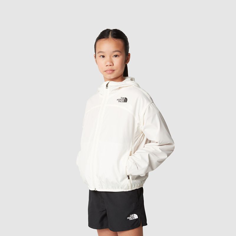 The North Face Girls' Never Stop Hooded Windwall™ Jacket White Dune
