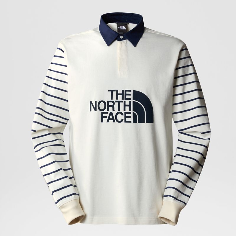 The North Face Tnf Easy Rugby Shirt Für Herren White Dune Window Blind Stripe 