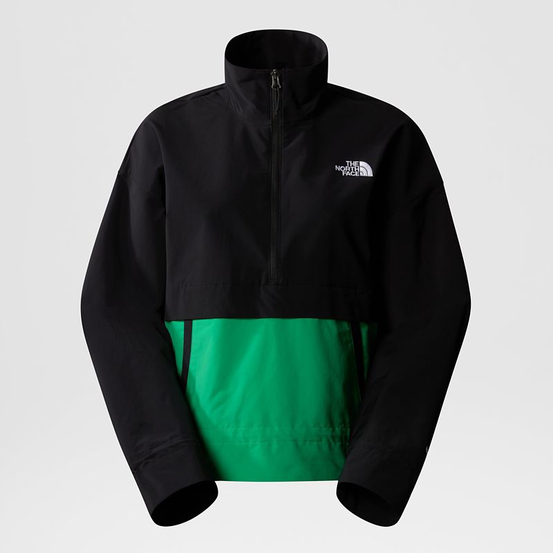The North Face Women's Tnf Easy Wind Pullover Jacket Optic Emerald-tnf Black