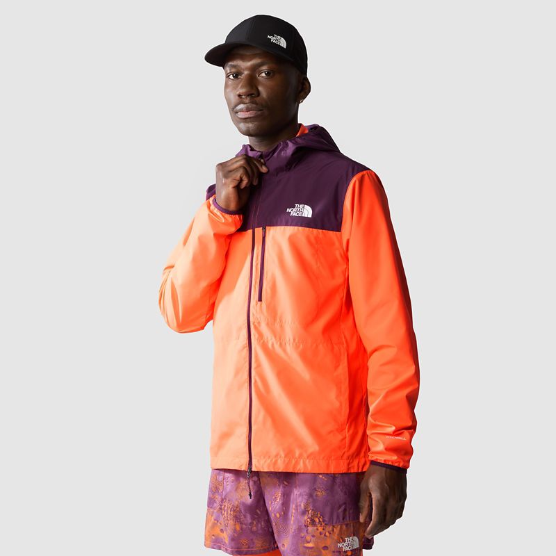The North Face Men's Higher Run Wind Jacket Vivid Flame-black Currant Purple