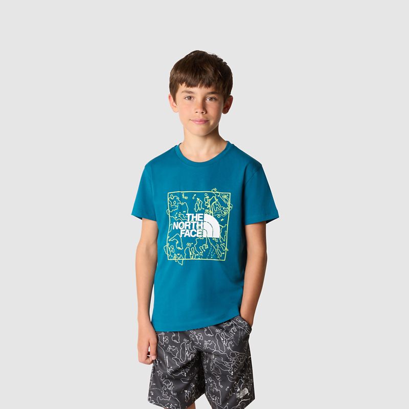 The North Face Camiseta Gráfica Para Jóvenes Blue Moss-lemon Yellow 