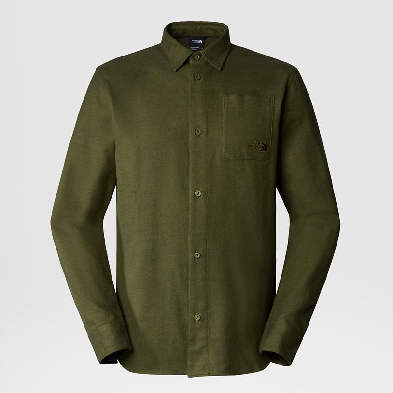 The North Face Men's Lightweight Flannel Shirt Forest Olive Dark Heather