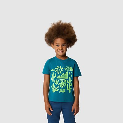 The North Face Dziecięcy T-shirt Z Grafiką Outdoor Blue Moss-safety Green Rozmiar 3 Lat