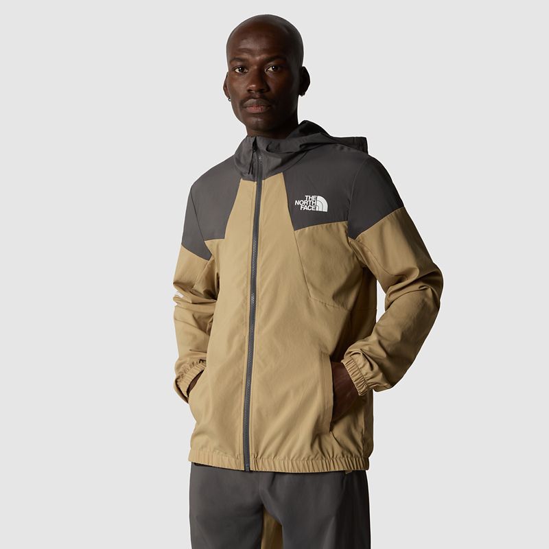 The North Face Men's Mountain Athletics Wind Hooded Track Jacket Kelp Tan-anthracite Grey