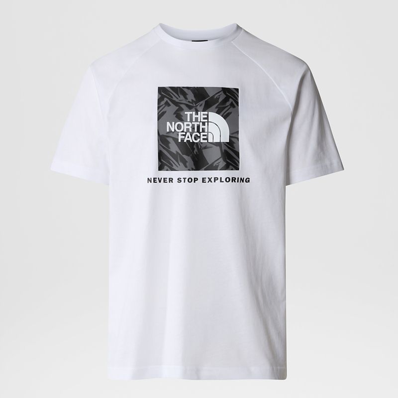The North Face Men's Raglan Redbox T-shirt Tnf White-smoked Pearl Garment Fold Print
