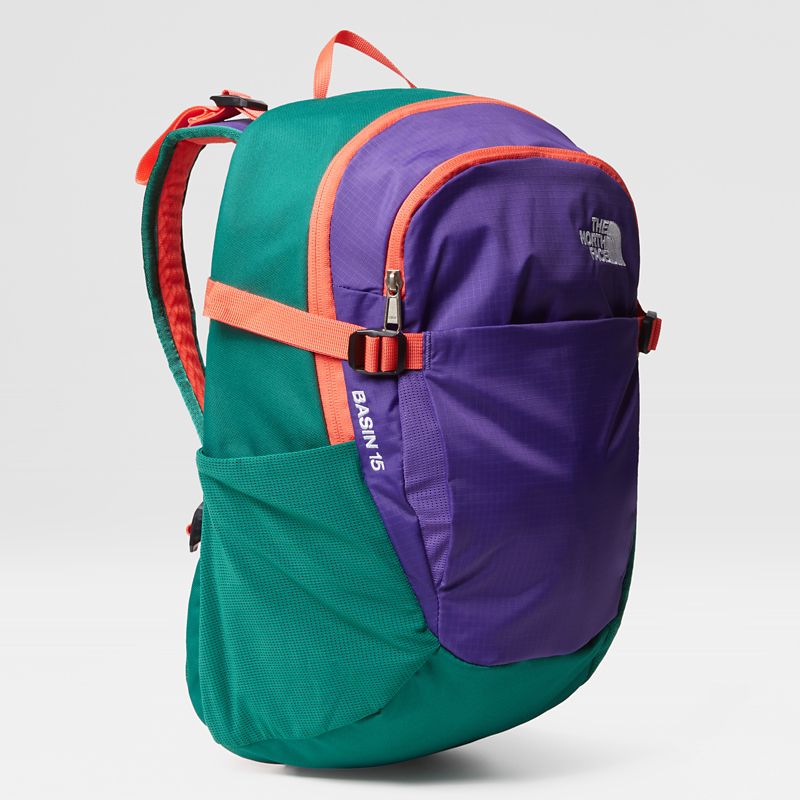 The North Face Basin 15-liter-rucksack Tnf Purple-tnf Green-radiant Orange 