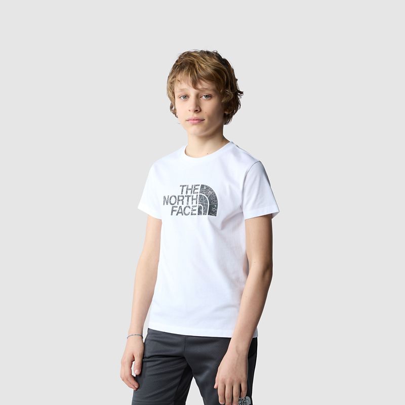 The North Face Easy T-shirt Für Jungen Tnf White-asphalt Grey Bouldering Guide Print 