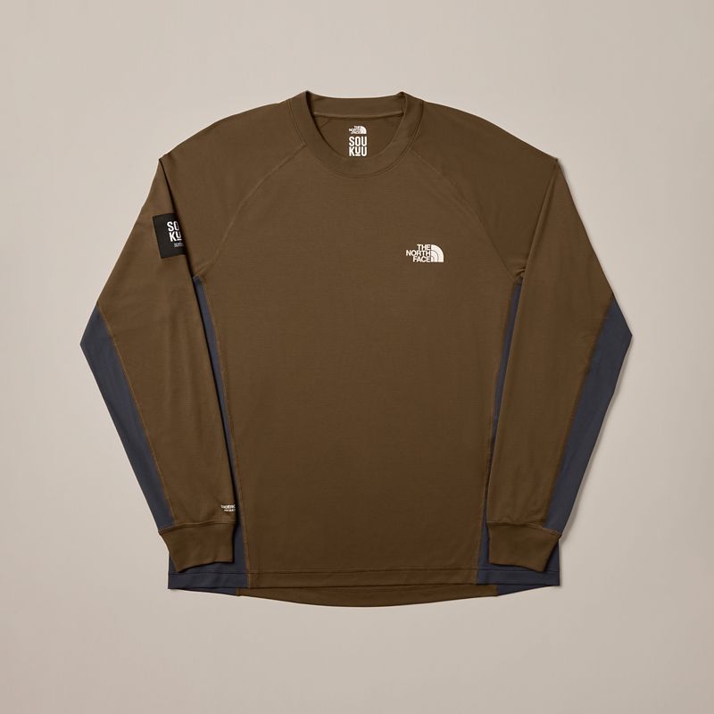 The North Face The North Face X Undercover Soukuu Trailrunning-langarm-shirt Periscope Grey-dark Earth Brown 