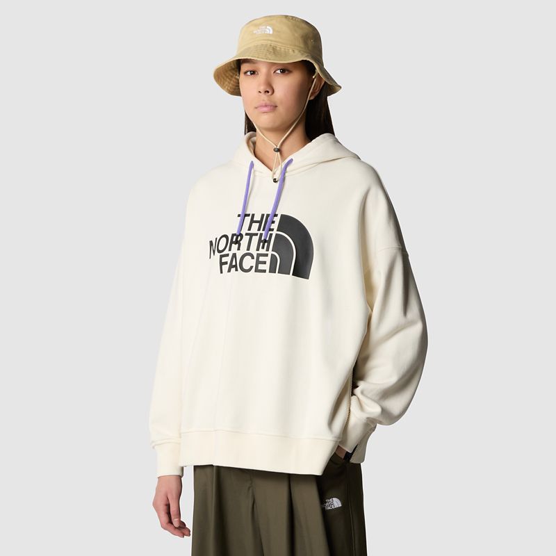 The North Face Women's Hybrid Knit Pull Over Hoodie White Dune