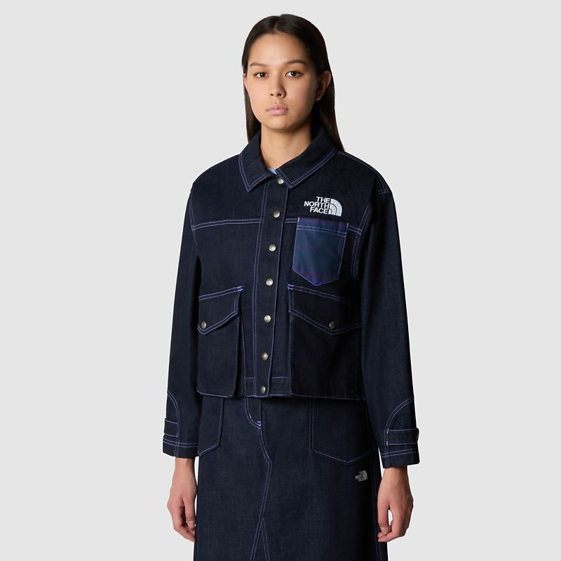 The North Face Women's Piecework Denim Jacket Dark Indigo Denim Wash